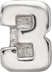Sterling Silver 925 Polished Kids Bead with Number 3 Solid Design