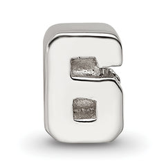 Sterling Silver 925 Kids Number 6 Bead with Polished Finish Solid Design