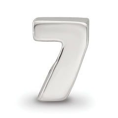 Sterling Silver 925 Kids Number 7 Bead with Polished Finish Solid Design