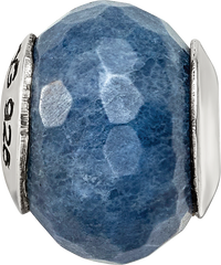 Sterling Silver 925 Dark Blue Quartz Bead with Polished Finish