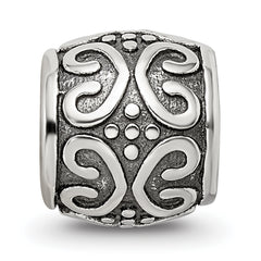 Sterling Silver 925 Antiqued Bali Bead with Scroll and Dots Design