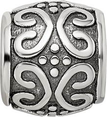 Sterling Silver 925 Antiqued Bali Bead with Scroll and Dots Design