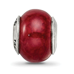 Sophia Jewelers Polished 925 Sterling Silver Agate Bead with Fuschia Cracked Stone