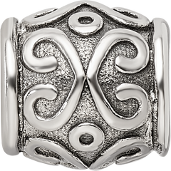 Sterling Silver 925 Antiqued Scroll Bali Bead Solid Casted Elegant Design