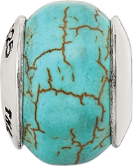 Sterling Silver 925 Blue Magnesite Bead with Polished Finish