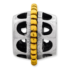 Sterling Silver & 14K Gold Bali Bead with Antiqued Finish