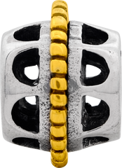 Sterling Silver & 14K Gold Bali Bead with Antiqued Finish