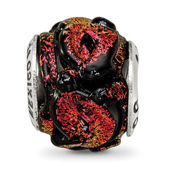 **Sterling Silver 925 Orange Dichroic Glass Bead with Polished Finish Elegant Design**