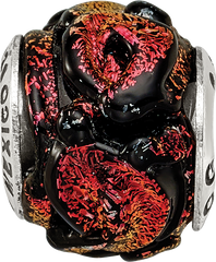 **Sterling Silver 925 Orange Dichroic Glass Bead with Polished Finish Elegant Design**