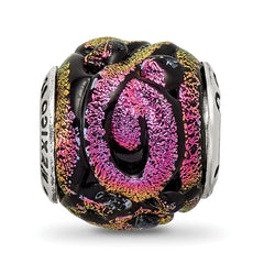 Sterling Silver 925 Purple Dichroic Glass Bead with Polished Finish and Elegant Shine