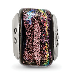 Sterling Silver Dichroic Glass Bead with Elegant Purple Finish for Charm Bracelets