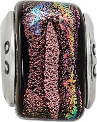 Sterling Silver Dichroic Glass Bead with Elegant Purple Finish for Charm Bracelets