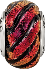 Sterling Silver Orange Swirl Dichroic Glass Bead with Polished Finish Casual Elegant Style
