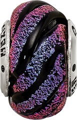 Sterling Silver Purple Swirl Dichroic Glass Bead with Polished Finish Elegant and Versatile