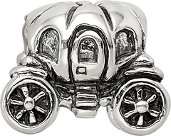 Sterling Silver 925 Pumpkin Carriage Bead with Antiqued Finish Solid Cast