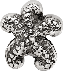 Sterling Silver 925 Antiqued Starfish Bead with Solid Cast Design