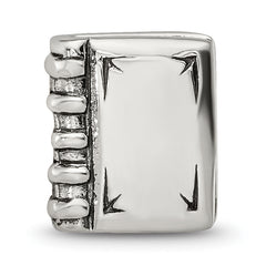 Sterling Silver 925 Antiqued Book Bead with Themed Design