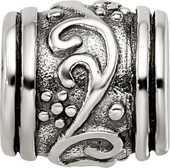 Sterling Silver 925 Floral Bead with Antiqued Finish Elegant and Timeless