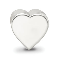 Sterling Silver 925 Heart Themed Bead with Antiqued Finish and Solid Design