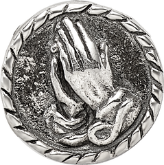 Sterling Silver 925 Praying Hands Bead with Antiqued Finish Solid Themed Design