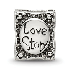 Sterling Silver 925 Love Story Book Bead with Antiqued Finish