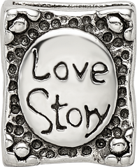 Sterling Silver 925 Love Story Book Bead with Antiqued Finish