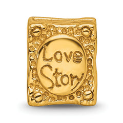 Sterling Silver Gold-Plated Love Story Book Bead with Polished Finish