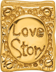Sterling Silver Gold-Plated Love Story Book Bead with Polished Finish
