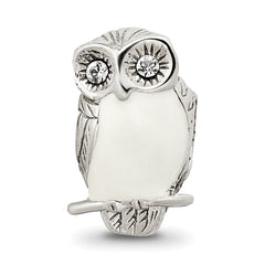 Sterling Silver 925 Wise Owl Bead with Enameled Accents Vintage-Inspired Design