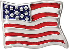 Sterling Silver 925 USA Flag Bead with Enameled Antique Finish