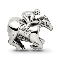 Sterling Silver 925 Race Horse Bead with Antiqued Finish, Solid and Casted Design