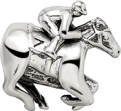 Sterling Silver 925 Race Horse Bead with Antiqued Finish, Solid and Casted Design
