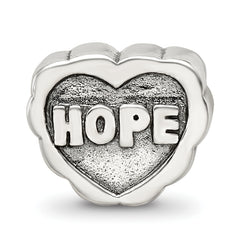 Sterling Silver 925 Hope Heart Bead with Antiqued Finish