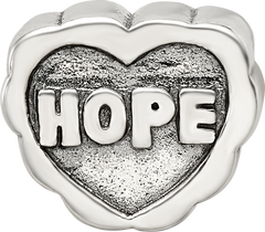 Sterling Silver 925 Hope Heart Bead with Antiqued Finish