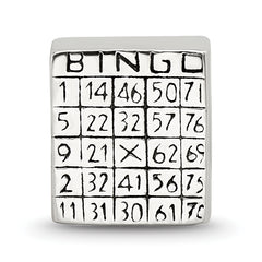 Sterling Silver 925 Bingo Card Bead with Antiqued Finish Solid