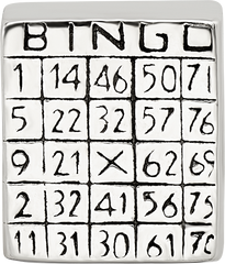 Sterling Silver 925 Bingo Card Bead with Antiqued Finish Solid