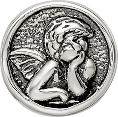 Sterling Silver 925 Angel Bead with Antiqued Finish Solid and Themed Design