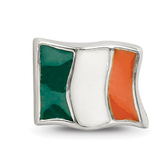 Sterling Silver 925 Ireland Flag Bead with Enameled Design Antique Finish