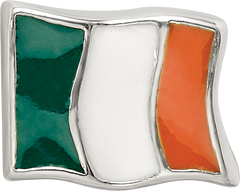 Sterling Silver 925 Ireland Flag Bead with Enameled Design Antique Finish