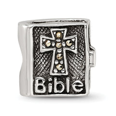 Sterling Silver 925 Marcasite Cross Bead with Polished Finish