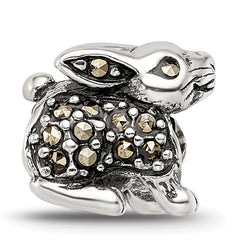 Sterling Silver 925 Marcasite Rabbit Bead Polished Solid Finish