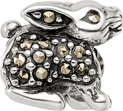 Sterling Silver 925 Marcasite Rabbit Bead Polished Solid Finish