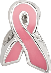 Sterling Silver 925 Kids Bead with Pink Enamel for Breast Cancer Awareness