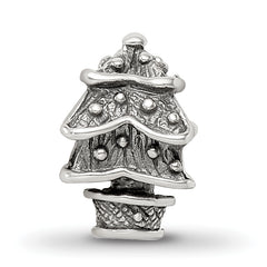 Sterling Silver 925 Christmas Tree Bead with Polished Finish Solid Design