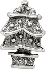 Sterling Silver 925 Christmas Tree Bead with Polished Finish Solid Design