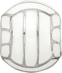 Sterling Silver 925 Enameled Volleyball Bead with Polished Finish