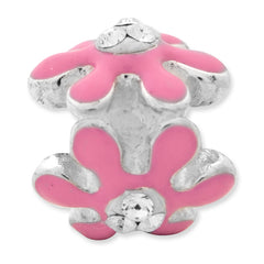 Sterling Silver Reflections Pink Flower w/Crystal Bead