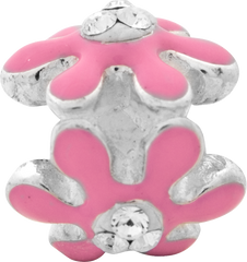 Sterling Silver Reflections Pink Flower w/Crystal Bead