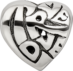 Sterling Silver 925 True Love Bead with Antiqued Finish Solid