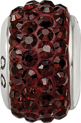 Sterling Silver 925 Crystal Bead with Red Preciosa Stone, Polished Finish